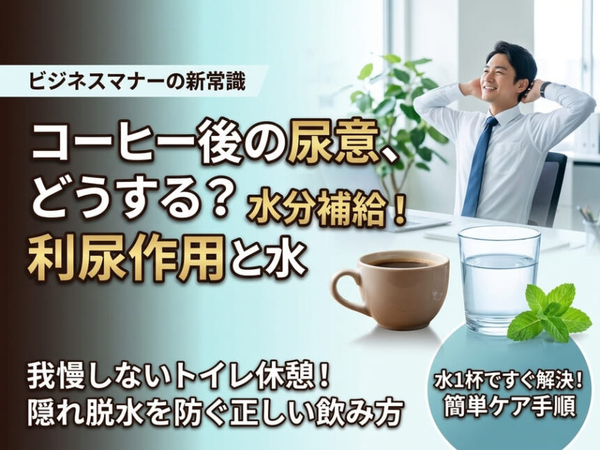 オフィスコーヒー利尿作用！業務中の水分補給とトイレ休憩術